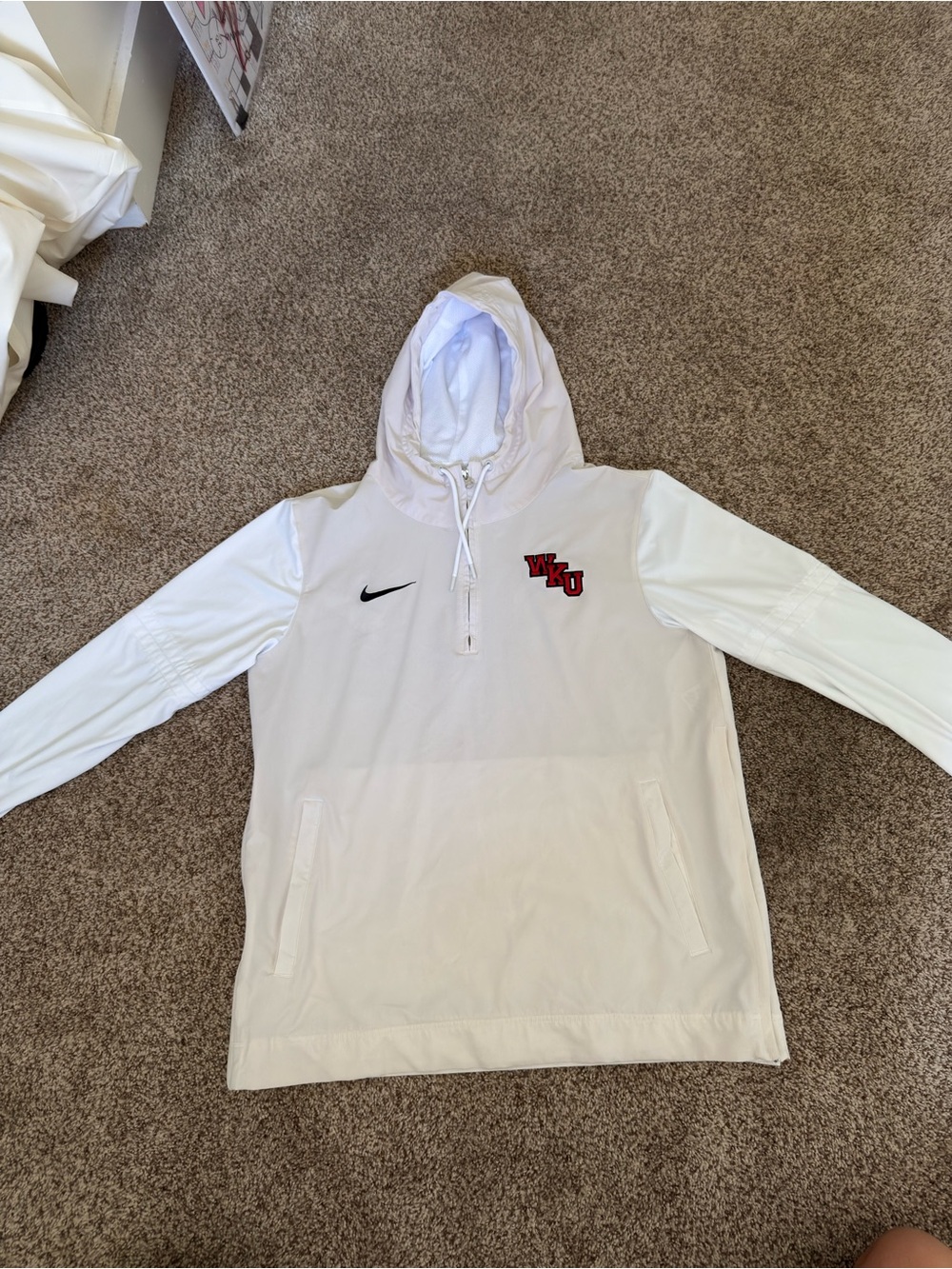 Nike White Men's WKU Half-Zip Hooded Sweater